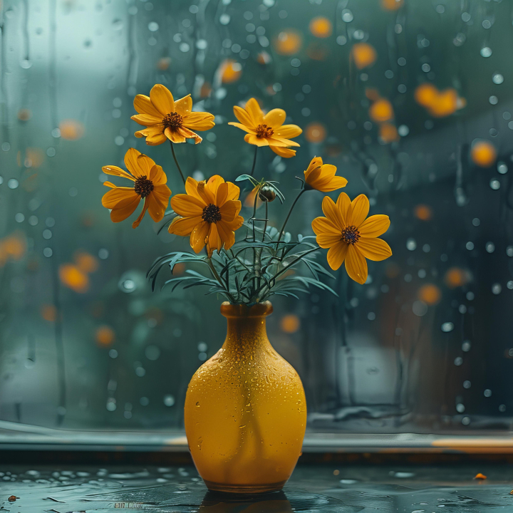 Yellow flowers in a vase