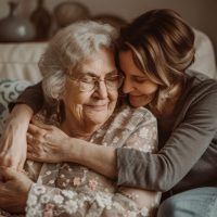 woman with elderly mother